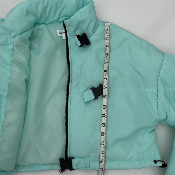 Superdown Ava Cropped Puffer Jacket in Aqua - Picture 9 of 13